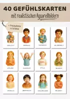 Vorschau - Bildkarten - Gefühlskarten Kinder Kindergarten Morgenkreis | Gefühle und Emotionen erkennen, benennen & verstehen mit Aquarellbildern - Deckblatt
