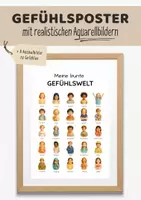 Vorschau - Poster - Gefühlsposter Lernposter Gefühle Kinder | Gefühle und Emotionen erkennen, benennen & verstehen mit Aquarellbildern - Deckblatt