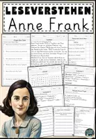 Vorschau - Arbeitsblätter - Anne Frank Lesen und Verstehen Arbeitsblätter mit Lesetext, Fragen - Deckblatt