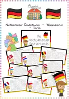 Vorschau - Aufgabenkarten - Nachbarländer Deutschlands: Wissenskarten & Kartei - Sachunterricht - Kl. 3/4 - Deckblatt