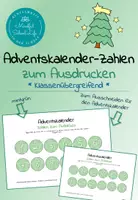 Vorschau - Arbeitsblätter - Adventskalender-Zahlen mintgrün - zum Ausschneiden und Aufkleben - kostenlos - Deckblatt