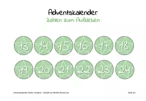 Vorschau - Arbeitsblätter - Adventskalender-Zahlen mintgrün - zum Ausschneiden und Aufkleben - kostenlos - Seite 2