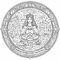 Vorschau - Mal- und Bastelvorlagen - Mandala zu Purim - Seite 1