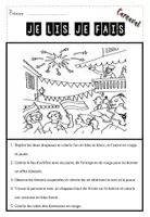 Aperçu - Feuilles d'exercices - Je lis, je colorie - Mardi Gras - Carnaval - Page 1
