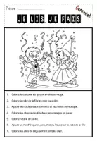 Aperçu - Feuilles d'exercices - Je lis, je colorie - Mardi Gras - Carnaval - Page 3