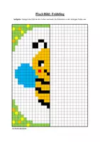 Vorschau - Arbeitsblätter - Pixel-Bilder: Frühling (Symmetrie / Pixel-Art) - Seite 1