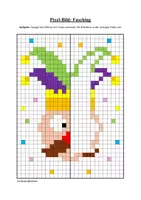 Vorschau - Mal- und Bastelvorlagen - Pixel-Bilder: Fasching & Karneval & Fastnacht (Symmetrie / Pixel-Art) - Seite 2