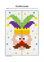 Vorschau - Mal- und Bastelvorlagen - Pixel-Bilder: Fasching & Karneval & Fastnacht (Symmetrie / Pixel-Art) - Seite 3