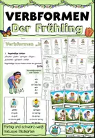 Vorschau - Arbeitsblätter - Verbformen "Der Frühling" Merkblatt und Bildkarten DaZ / Deutsch - Deckblatt