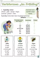 Vorschau - Arbeitsblätter - Verbformen "Der Frühling" Merkblatt und Bildkarten DaZ / Deutsch - Seite 1
