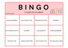 Vista previa - Juegos / Gamificación - Bingo de Clases de Palabras - Portada
