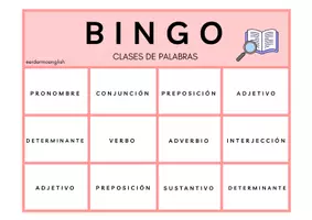 Vista previa - Juegos / Gamificación - Bingo de Clases de Palabras - página 1