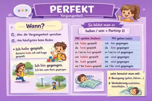 Vorschau - Poster - Zeitformen-Poster – Präsens, Perfekt, Präteritum & Futur I - Deckblatt