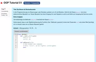 Vorschau - Interaktives Material - Objektorientierte Programmierung mit Python - Moodle Tutorial - fertige Fragen - Seite 1