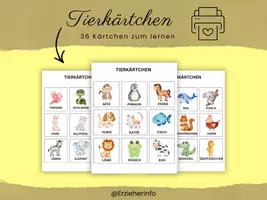 Vorschau - Bildkarten - Verschiedene Tierkärtchen zum lernen - Deckblatt