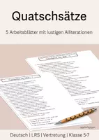 Vorschau - Arbeitsblätter - 5 Arbeitsblätter - Alliterationen/ Quatschsätze - Deutsch/ LRS/ Vertretungsstunde - Klasse 5-9 - Deckblatt