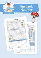 Vorschau - Arbeitsblätter - Suchsel: Neujahr & Silvester (Wortgitter) - Deckblatt