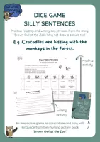 Aperçu - Feuilles d'exercices - Brown Owl at the Zoo - Silly Sentences DICE GAME - Page de couverture