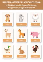 Vorschau - Fördermaterial/Inklusion - Bauernhoftiere Flashcards (ENG) – 12 Bildkärtchen für Kindergarten, Sachunterricht, Vorschule & Morgenkreis. Sprachförderung & Englisch als Zweitsprache. - Deckblatt