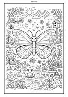 Vorschau - Mal- und Bastelvorlagen - Frühling Doodle Ausmalbilder (Kunst / Vertretung) - Seite 1