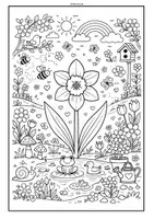 Vorschau - Mal- und Bastelvorlagen - Frühling Doodle Ausmalbilder (Kunst / Vertretung) - Seite 3