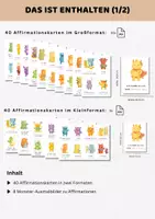 Vorschau - Bildkarten - Affirmationskarten Grundschule Kita Morgenkreis | Monster Mutmachkarten für Kinder | Selbstwertgefühl stärken mit positiver Verstärkung - Seite 1