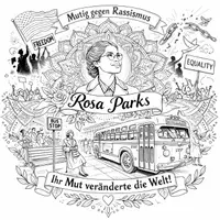 Vorschau - Mal- und Bastelvorlagen - Mandala zu Rosa Parks - Seite 1
