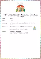 Vorschau - Arbeitsblätter - Kontinente & Deutschland: Lernzielkontrolle (inkl. NRW) - Sachunterricht - Kl. 3/4 - Seite 1