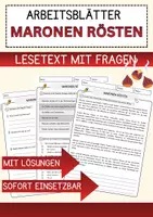 Vorschau - Arbeitsblätter - Maronen rösten Weihnachten und Winter Lesetext mit Richtig Falsch Multiple Choice und Offenen Fragen - Deckblatt