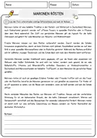 Vorschau - Arbeitsblätter - Maronen rösten Weihnachten und Winter Lesetext mit Richtig Falsch Multiple Choice und Offenen Fragen - Seite 1