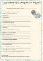 Vorschau - Arbeitsblätter - Freundschaftsquiz, Freundschaft - Deckblatt