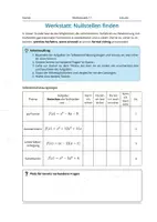Vorschau - Arbeitsblätter - Nullstellen-Werkstatt - Deckblatt