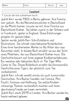 Vorschau - Arbeitsblätter - Judith Kerr Lesen und Verstehen Arbeitsblätter mit Lesetext, Fragen - Seite 1