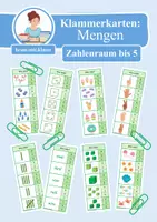 Vorschau - Aufgabenkarten - Klammerkarten: Mengen & Zählen im Zahlenraum bis 5 - Deckblatt