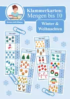 Vorschau - Aufgabenkarten - 4x Klammerkarten Winter & Weihnachten: Mengen & Zählen im Zahlenraum bis 10 - Deckblatt