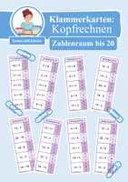Vorschau - Aufgabenkarten - 8x Klammerkarten: Rechnen im Zahlenraum bis 20 (Addition & Subtraktion, mit und ohne ZÜ) - Deckblatt
