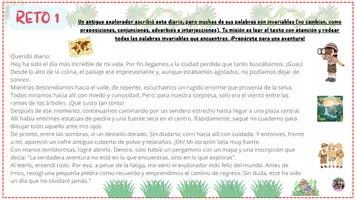 Vista previa - Juegos / Gamificación - PALABRAS VARIABLES E INVARIABLES - RETOS Y EJERCICIOS - página 1