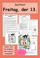 Vorschau - Stundenentwürfe - Sachtext - Freitag, der 13. - Textarbeit - Leseverstehen - Deckblatt
