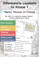 Vorschau - Arbeitsblätter - Pflanzen im Frühling Klasse 1 - Lesetexte Sachunterricht & Deutsch (differenziert) - Deckblatt