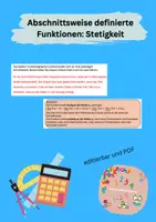 Vorschau - Arbeitsblätter - Stetigkeit von abschnittsweise definierten Funktionen - Deckblatt