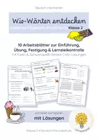 Vorschau - Stationenlernen - Wie-Wörter entdecken | Arbeitsblätter | Adjektive Klasse 2 - Deckblatt