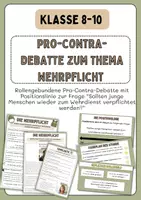 Vorschau - Stundenentwürfe - Pro-Contra-Debatte zum Thema Wehrpflicht - Deckblatt