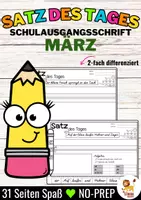 Vorschau - Arbeitsblätter - Sätze schreiben / Satz des Tages / Schüttelsätze (Schulausgangsschrift) schreiben März - Deckblatt