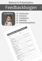 Vorschau - Arbeitsblätter - Feedbackbogen Referat & Präsentation (fächerübergreifend, veränderbar) - Deckblatt