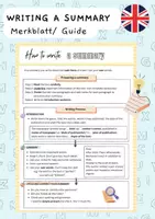 Vorschau - Arbeitsblätter - How to write a summary - Merkblatt/ Guide (ideal für alle Jahrgangsstufen) - Deckblatt