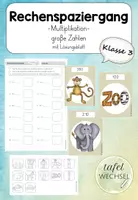Vorschau - Arbeitsblätter - Rechenspaziergang: Multiplikation großer Zahlen (Kl.3) - Deckblatt