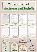 Vorschau - Arbeitsblätter - Weltraum und Technik Lesetext mit Fragen + Lösungen Leseverstehen Wortspeicher didaktische Reserve Lesen Leseverständnis - Deckblatt