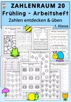 Vorschau - Arbeitsblätter - Fit in Klasse 1, Zahlenraumerweiterung, Zahlenraum 20 - Frühling, Mathe Arbeitsheft - Deckblatt