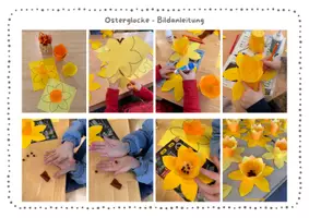 Vorschau - Stationenlernen - ✂️ Kunst Frühling Narzisse basteln Osterglocke Bastelvorlage schneiden und kleben - Seite 3