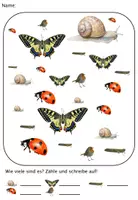 Vorschau - Arbeitsblätter - Suchen und zählen: Tiere auf der Wiese (I spy) + Lösung- kostenlos - Seite 1